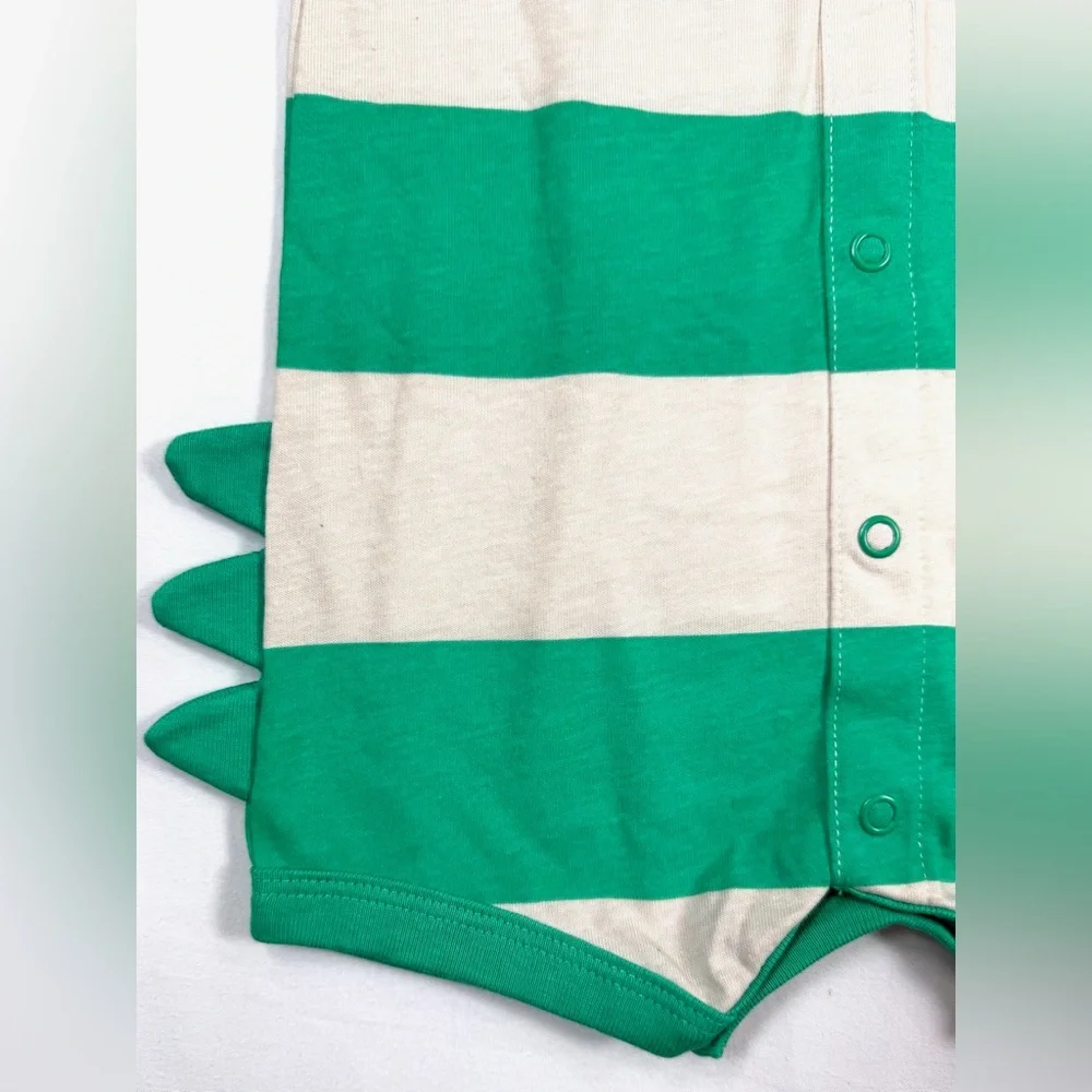 NWT CARTER’S Baby Dinosaur Stripe Romper‎ 6M Green Cute Playful Everyday NEW